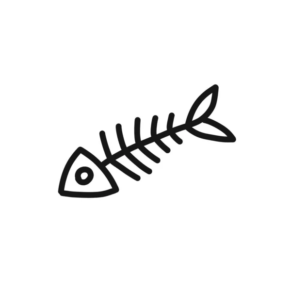 Fish Skeleton Doodle Icon Vector Color Illustration — Stock Vector