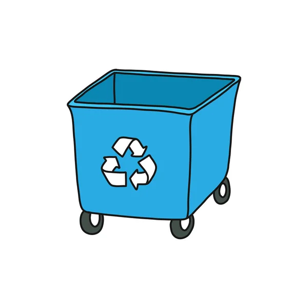 Recycling Mülleimer Doodle Symbol Vektor Farbige Illustration — Stockvektor