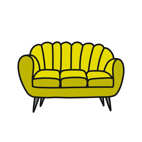 Sofa Doodle Icon Vector Color Illustration — Stock Vector