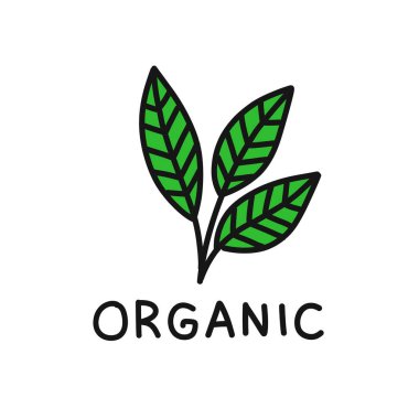 organik sembol karalama simgesi, vektör rengi çizimi