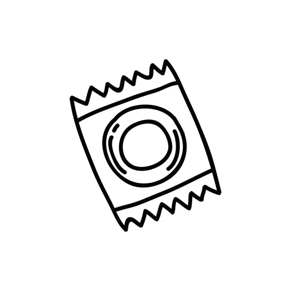 Значок Презерватива Каракулі Ілюстрація Векторної Лінії — стоковий вектор