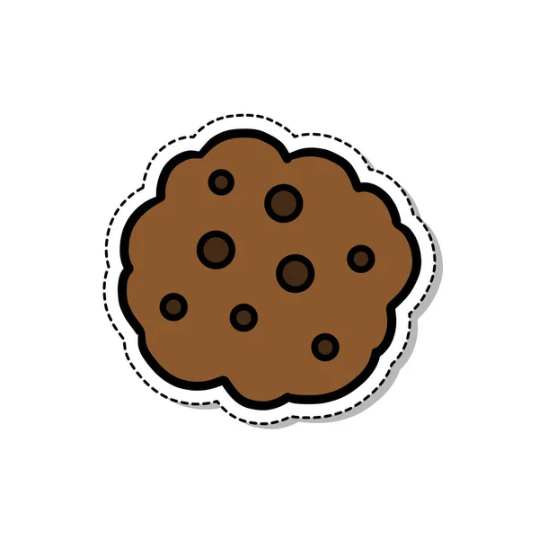 チョコレートチップクッキーアイコンベクトルカラーイラスト — ストックベクタ