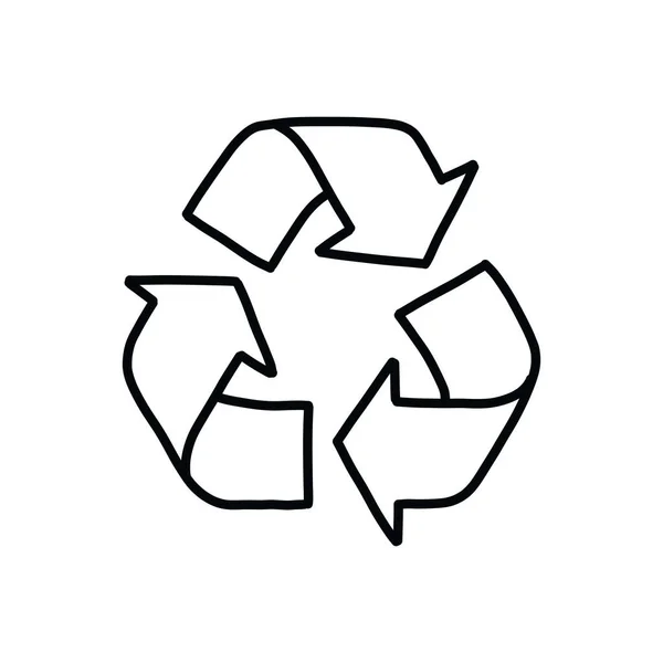 Recycling Symbol Doodle Symbol Vektor Einfache Illustration — Stockvektor