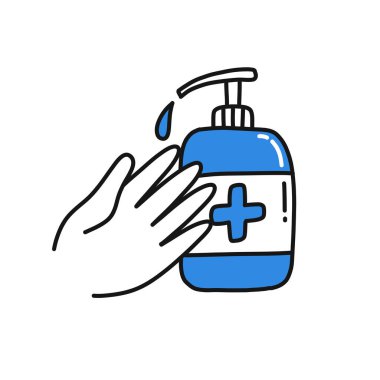 Alkol jeli, el dezenfektanı ikonu, vektör rengi çizimi