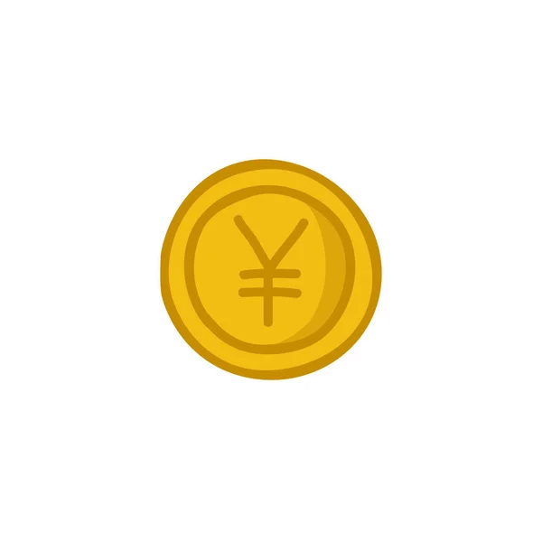 Иена Монеты Каракули Значок Векторная Цветная Иллюстрация — стоковый вектор