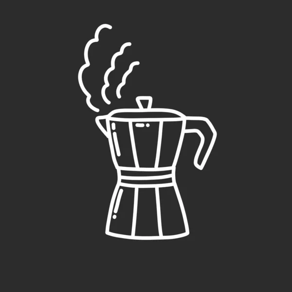 Moka Pot Doodle Icoon Vector Lijn Illustratie — Stockvector