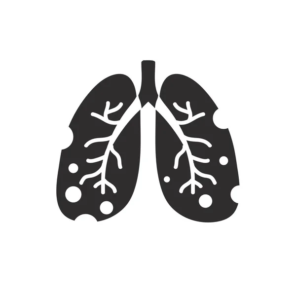 Hasarlı Akciğerler Düz Simge Vektör Rengi Çizimi — Stok Vektör