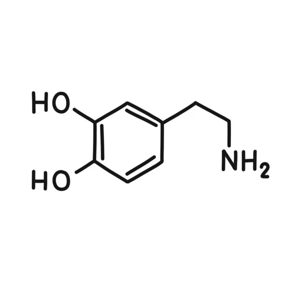Dopamin Chemische Formel Doodle Symbol Vektorzeilenillustration — Stockvektor