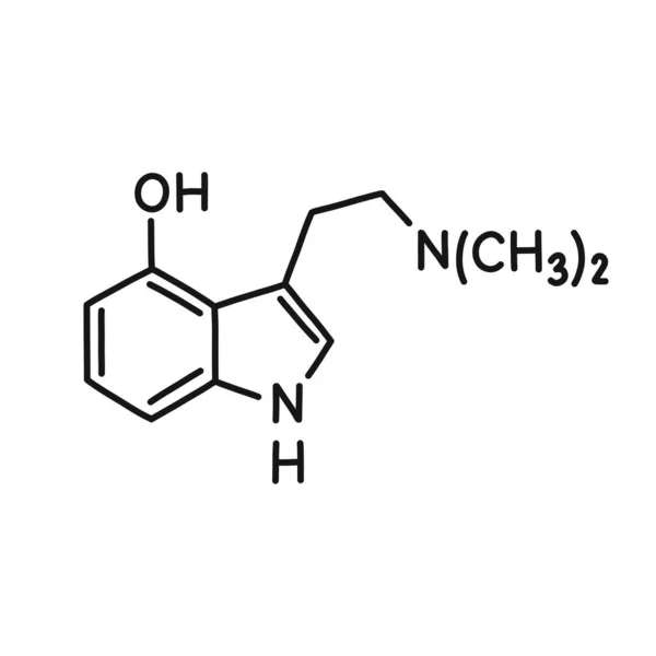 Psilocin Chemische Formel Doodle Symbol Vektorzeilenillustration — Stockvektor