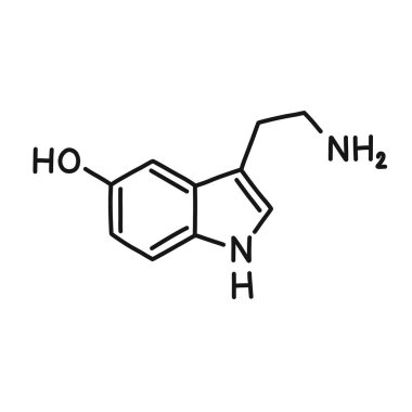 serotonin kimyasal formül karalama simgesi, vektör çizgisi çizimi