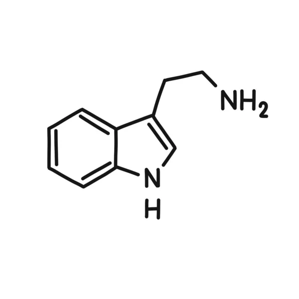 Formule Chimique Tryptamine Icône Doodle Illustration Ligne Vectorielle — Image vectorielle