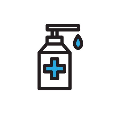 Alkol jeli, el dezenfektanı ikonu, vektör çizgisi çizimi