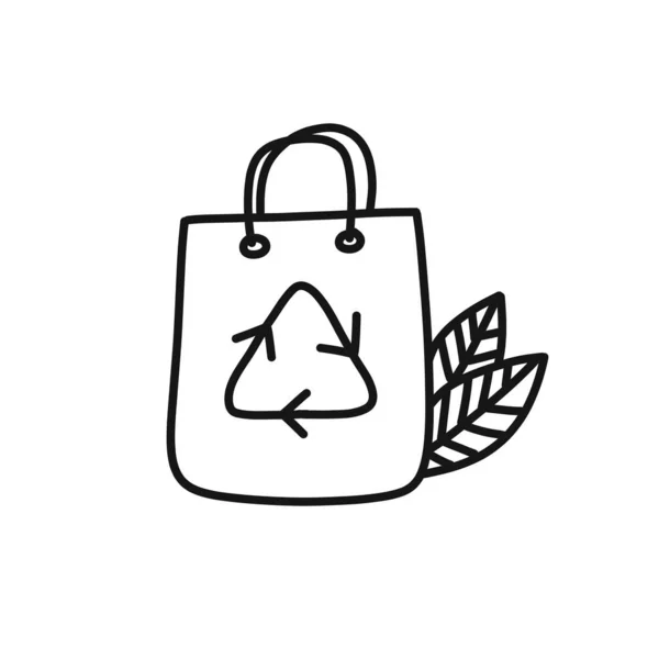 Eco Tas Doodle Icoon Vector Kleur Illustratie — Stockvector