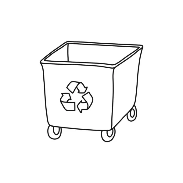 回收垃圾桶涂鸦图标 矢量线插图 — 图库矢量图片