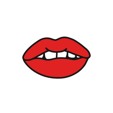dudak karalama simgesi, vektör renk çizimi