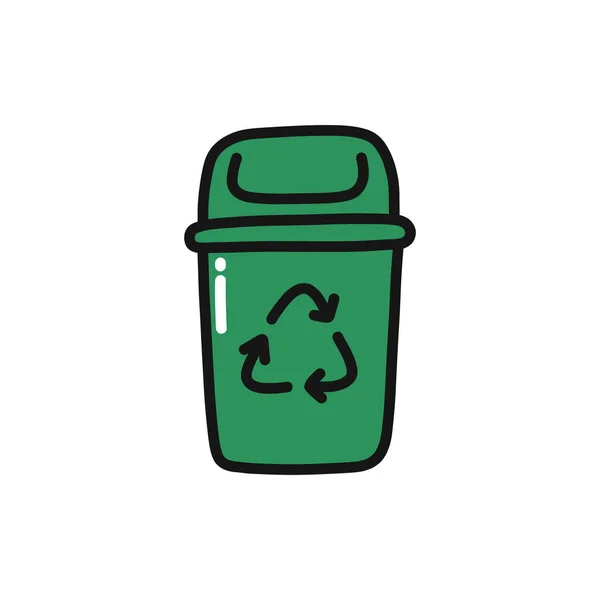 Reciclaje Basura Cubo Doodle Icono Vector Color Ilustración — Vector de stock