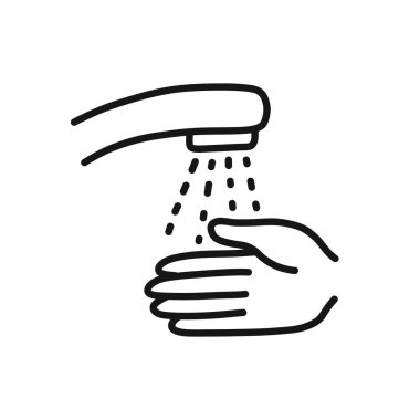 El yıkama karalama simgesi, vektör çizgisi çizimi