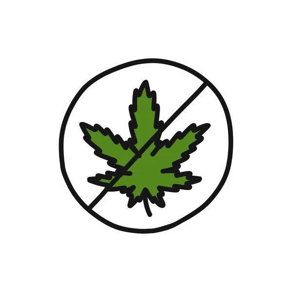 Marihuana Blatt Doodle Symbol Vektorfarbenillustration — Stockvektor