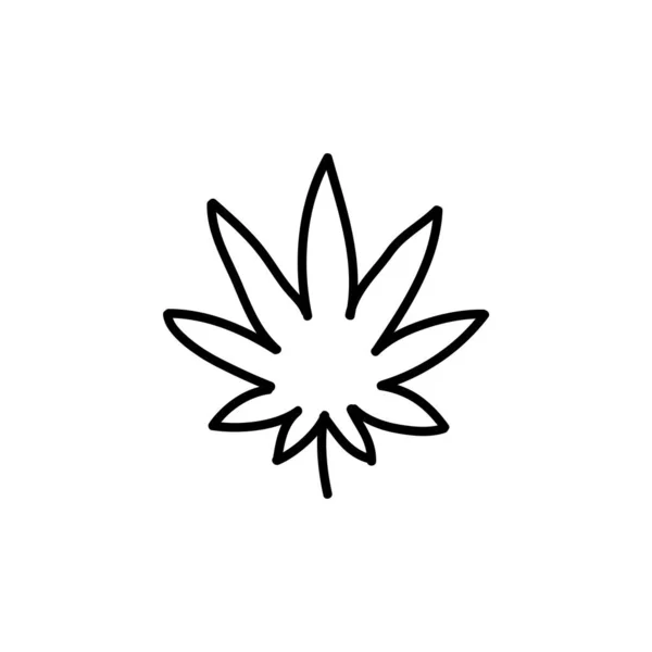 Marijuana Leaf Doodle Icon Vector Line Illustration — Stock Vector