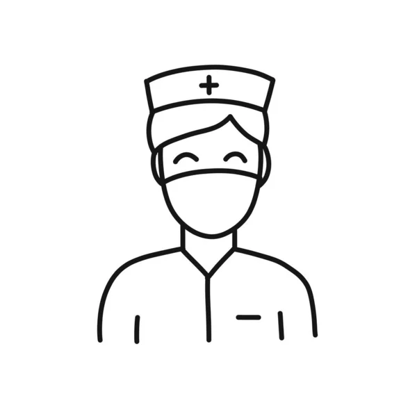 Médecin Infirmière Avatar Icône Doodle Illustration Ligne Vectorielle — Image vectorielle