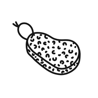 Banyo süngeri karalama simgesi, vektör çizgisi illüstrasyonu