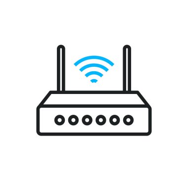 Wi fi yönlendirici simgesi, vektör çizgisi illüstrasyonu