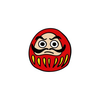 daruma doodle simgesi, Japon geleneksel bebeği, vektör illüstrasyonu