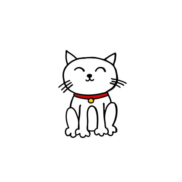 Maneki Neko Doodle图标 矢量颜色插图 — 图库矢量图片