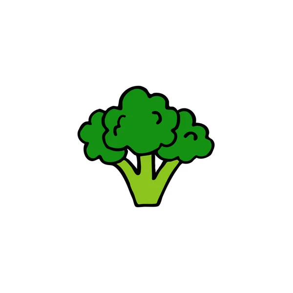 Icono Garabato Brócoli Ilustración Color Vectorial — Vector de stock