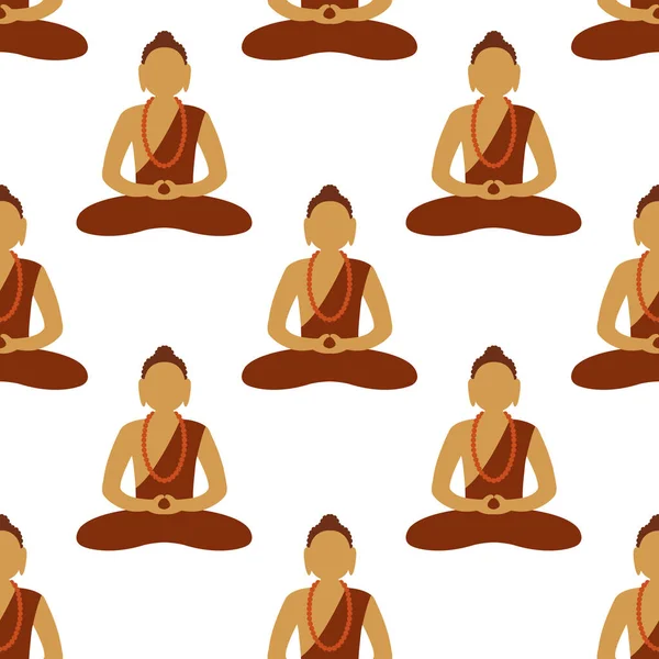 Buddha Sömlöst Mönster Vektor Färg Illustration — Stock vektor