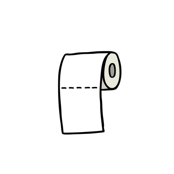Toilet Papier Doodle Icoon Vector Kleur Illustratie — Stockvector