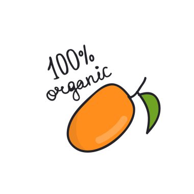 mango doodle simgesi, vektör rengi çizimi