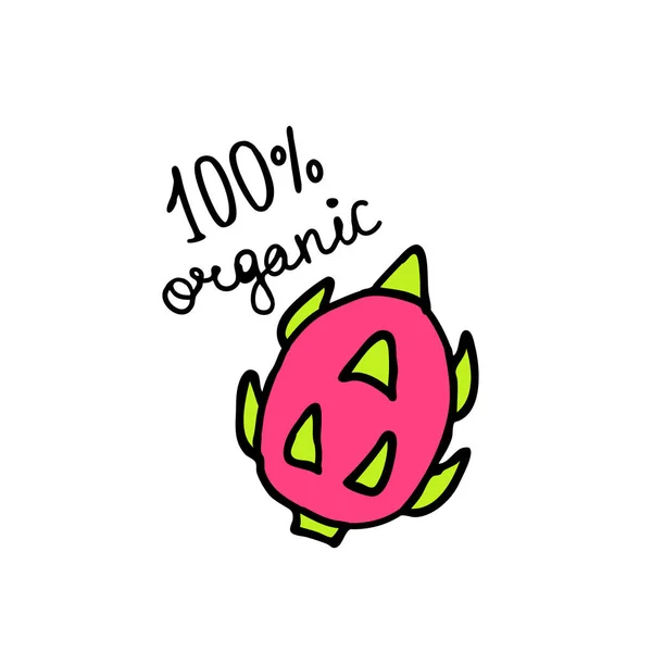 Pitaya Doodle Ícone Ilustração Cor Vetorial — Vetor de Stock