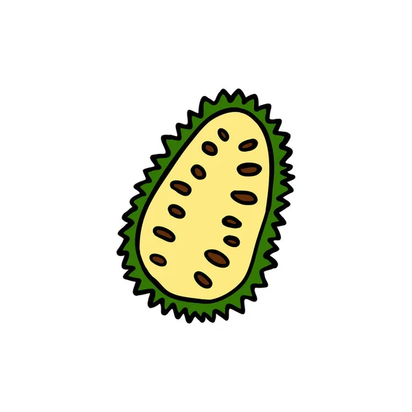 Guanabana Ícone Doodle Fruta Com Sabão Azedo Ilustração Cor Vetorial — Vetor de Stock