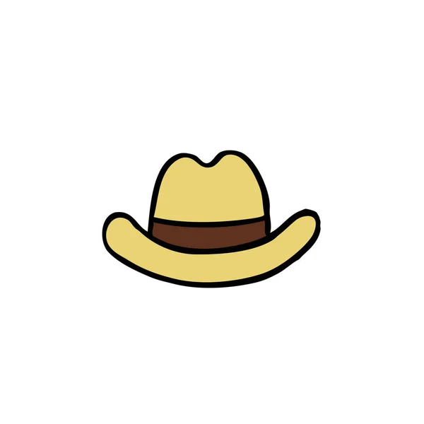 Chapeau Panama Icône Doodle Illustration Vectorielle Couleur — Image vectorielle