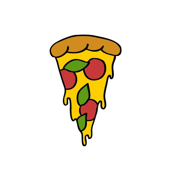 Pizza Doodle Εικονίδιο Διανυσματική Έγχρωμη Απεικόνιση — Διανυσματικό Αρχείο