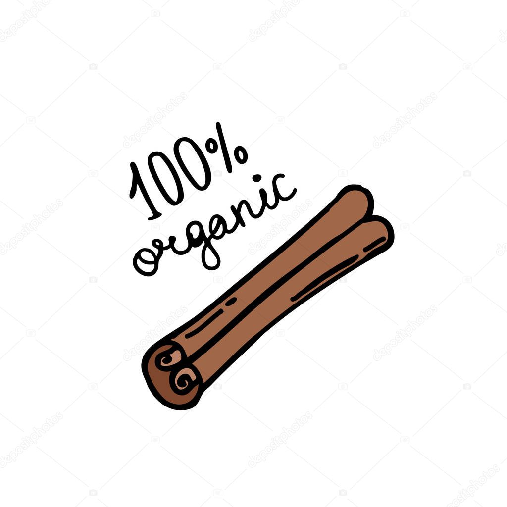 cinnamon doodle icon, vector color illustration