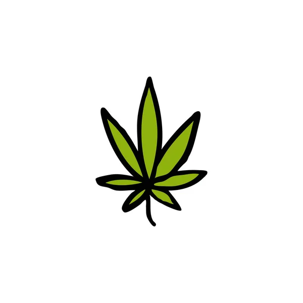 Icône Doodle Cannabis Icône Feuille Marijuana Illustration Vectorielle Couleur — Image vectorielle