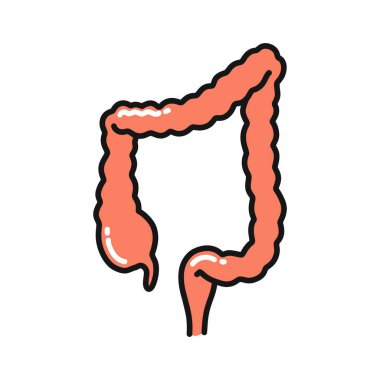 human colon doodle icon, vector color illustration clipart