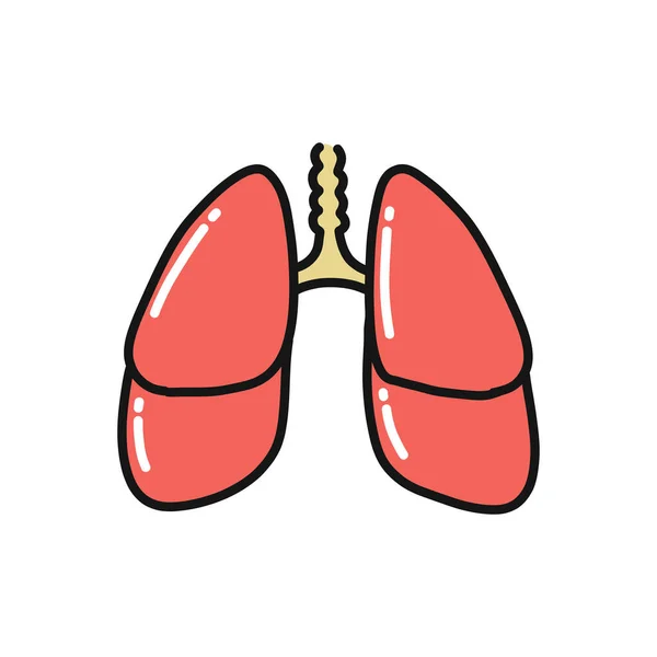 Ανθρώπινα Πνευμόνια Εικονίδιο Doodle Διανυσματική Έγχρωμη Απεικόνιση — Διανυσματικό Αρχείο