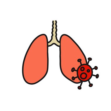 akciğer virüsü karalama simgesi, vektör rengi çizimi