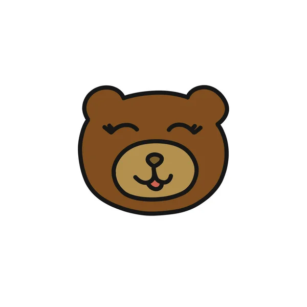 Teddy Bear Doodle Icon Vector Color Illustration — Stock Vector
