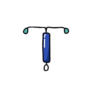 intrauterin cihaz doodle simgesi, vektör renk illüstrasyon