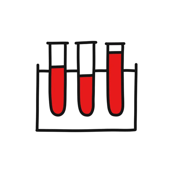 Ícone Doodle Tubo Teste Sangue Ilustração Cor Vetorial — Vetor de Stock