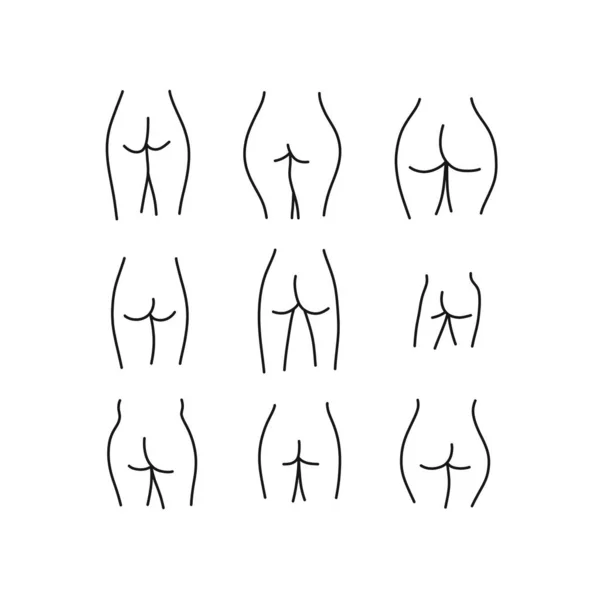 Female Buttocks Doodle Icon Vector Line Illustration — Stock Vector