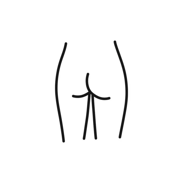Female Buttocks Doodle Icon Vector Line Illustration — Stock Vector