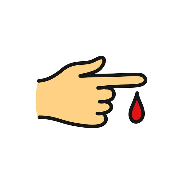 Finger Bleeding Doodle Icon Vector Color Illustration — Stock Vector