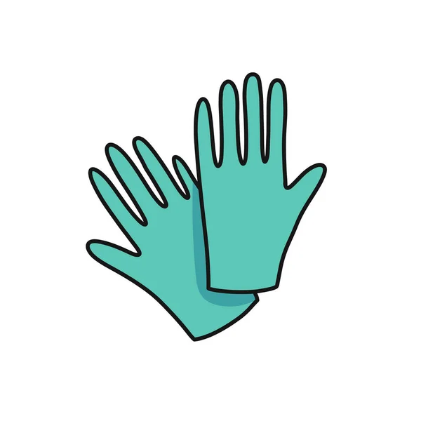 Medizinische Handschuhe Doodle Symbol Vektorfarbabbildung — Stockvektor