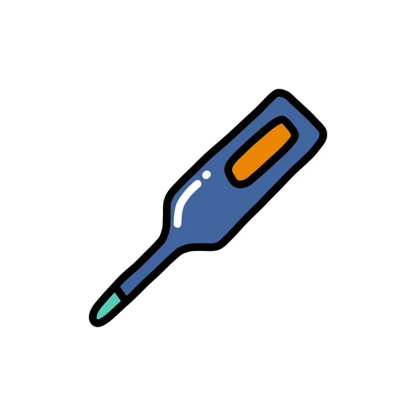 Medizinisches Thermometer Doodle Symbol Vektorfarbabbildung — Stockvektor