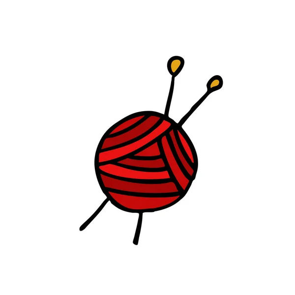 Knäuel Aus Garn Doodle Symbol Farbige Illustration — Stockvektor